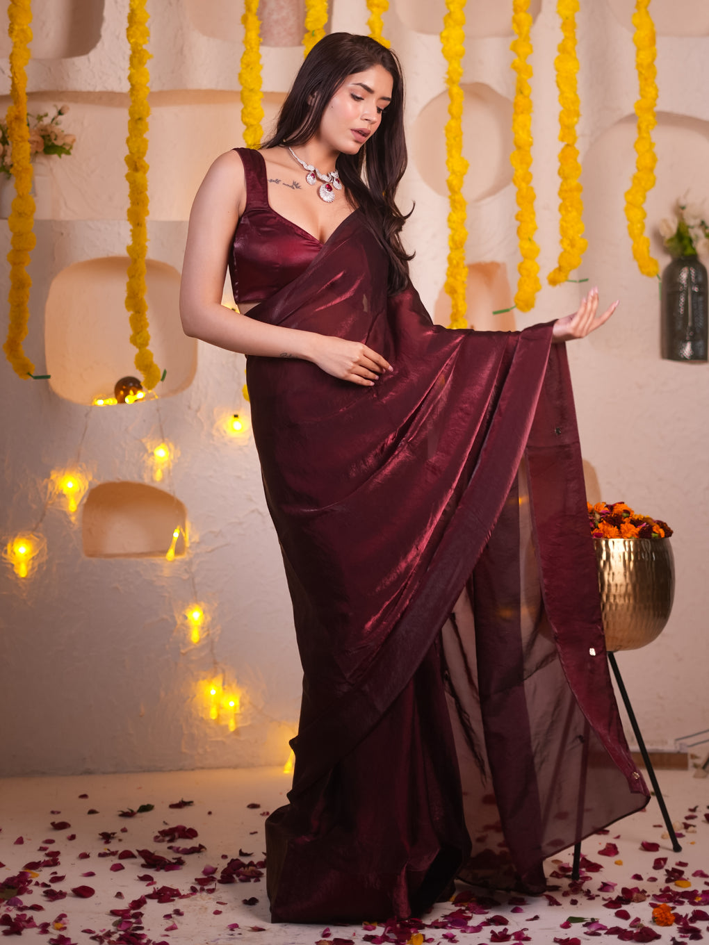 Exquisite Maroon Color Designer Silk Saree with Ready-to-Wear Stitched Blouse – Perfect for Every Occasion