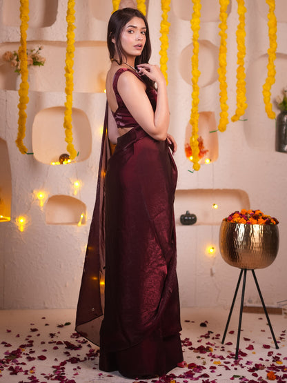 Exquisite Maroon Color Designer Silk Saree with Ready-to-Wear Stitched Blouse – Perfect for Every Occasion