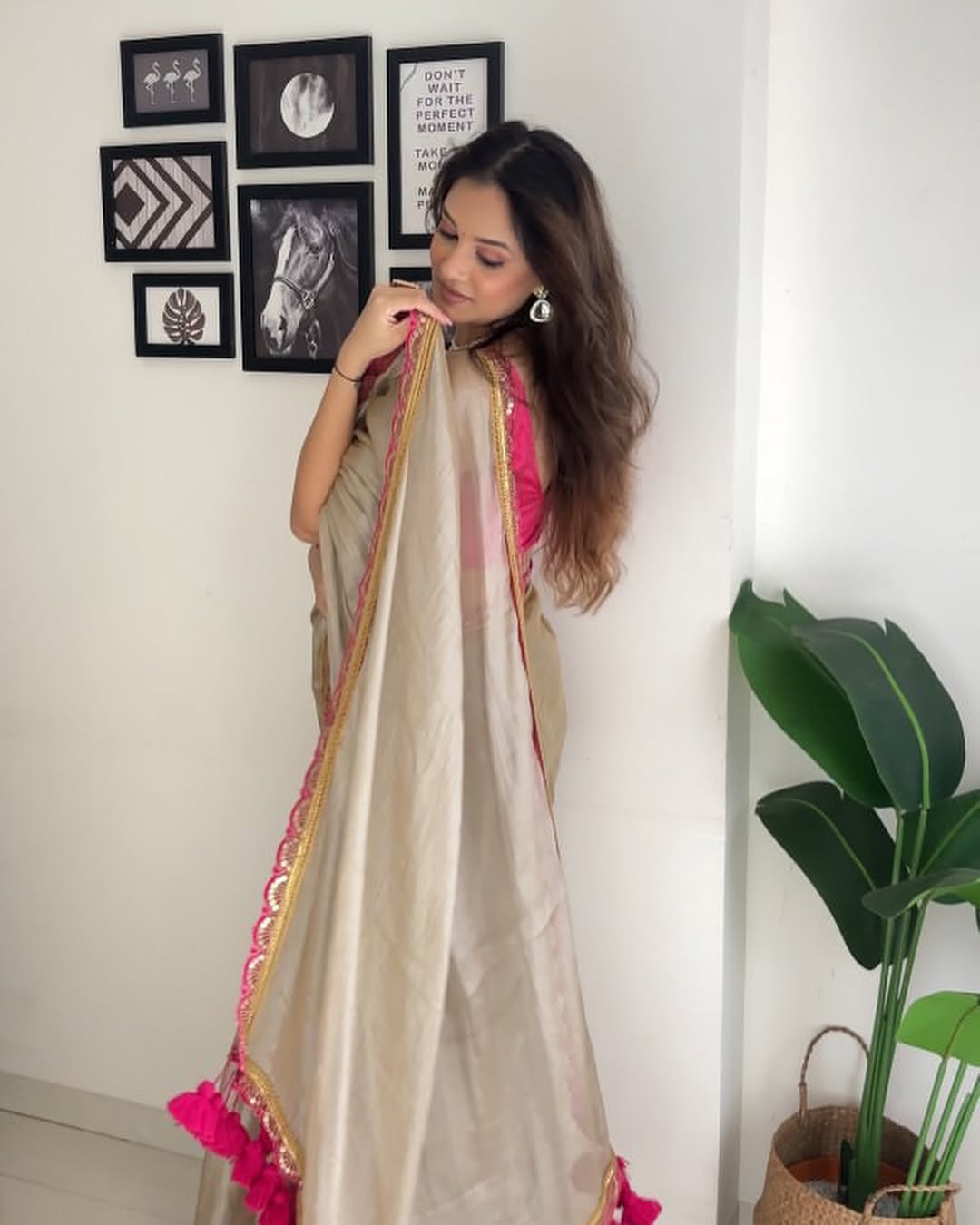 Acclaim the Elegance of Golden Brown Uppada Tissue Silk Saree with Designer Charm