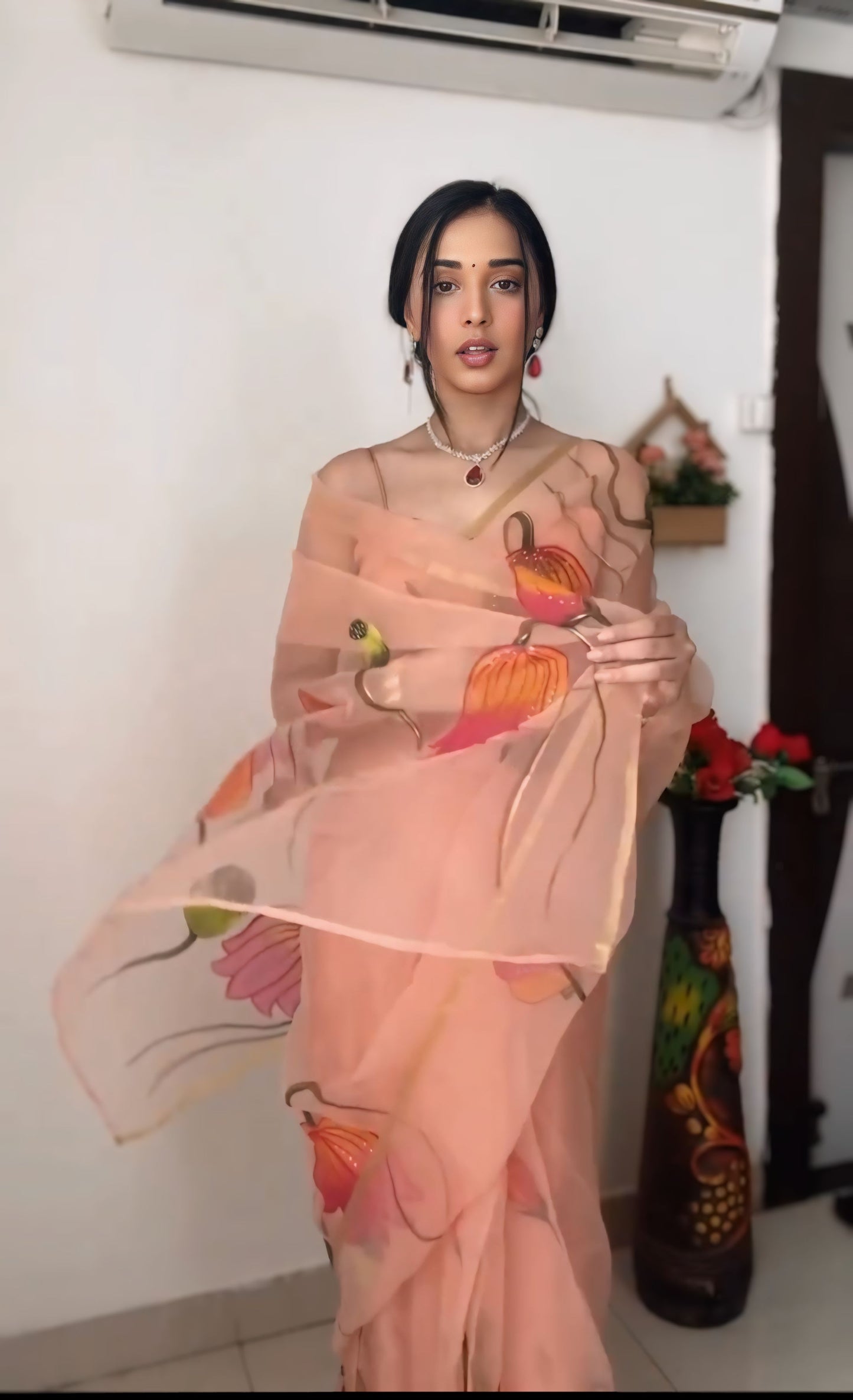 Quick-Wear Peach Color Georgette Saree: The Ultimate Blend of Comfort and Glamour