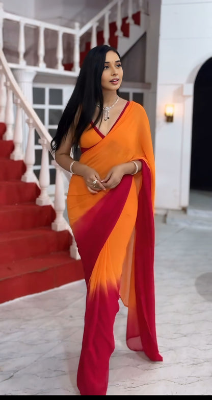 Quick-Style Multi Color Georgette Saree: Minimal Effort, Maximum Elegance