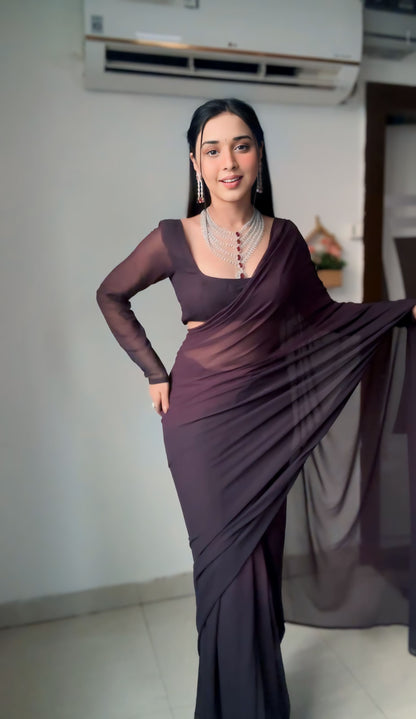 Fashion-Forward Multi-Color Georgette Saree: One-Minute Draping Made Easy