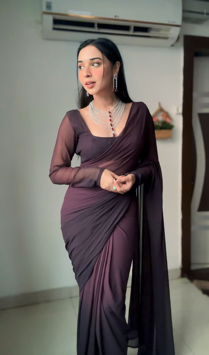 Fashion-Forward Multi-Color Georgette Saree: One-Minute Draping Made Easy