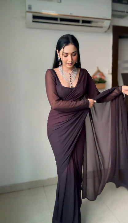 Fashion-Forward Multi-Color Georgette Saree: One-Minute Draping Made Easy