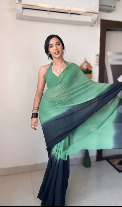 Effortless Draping with Multi-Tone One-Minute Wear Georgette Saree