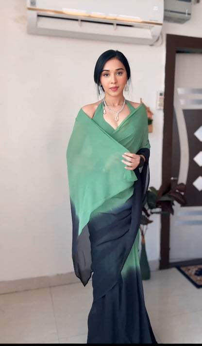 Effortless Draping with Multi-Tone One-Minute Wear Georgette Saree