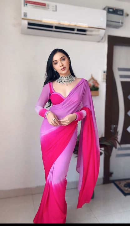 Trendy One-Minute Multi-Hued Georgette Saree for Quick and Stunning Makeovers