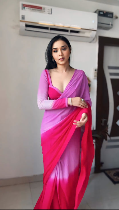 Trendy One-Minute Multi-Hued Georgette Saree for Quick and Stunning Makeovers