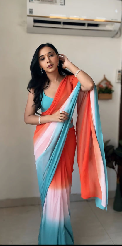 Colorful and Convenient: Multi-Shade Georgette Saree for Women Who Value Time