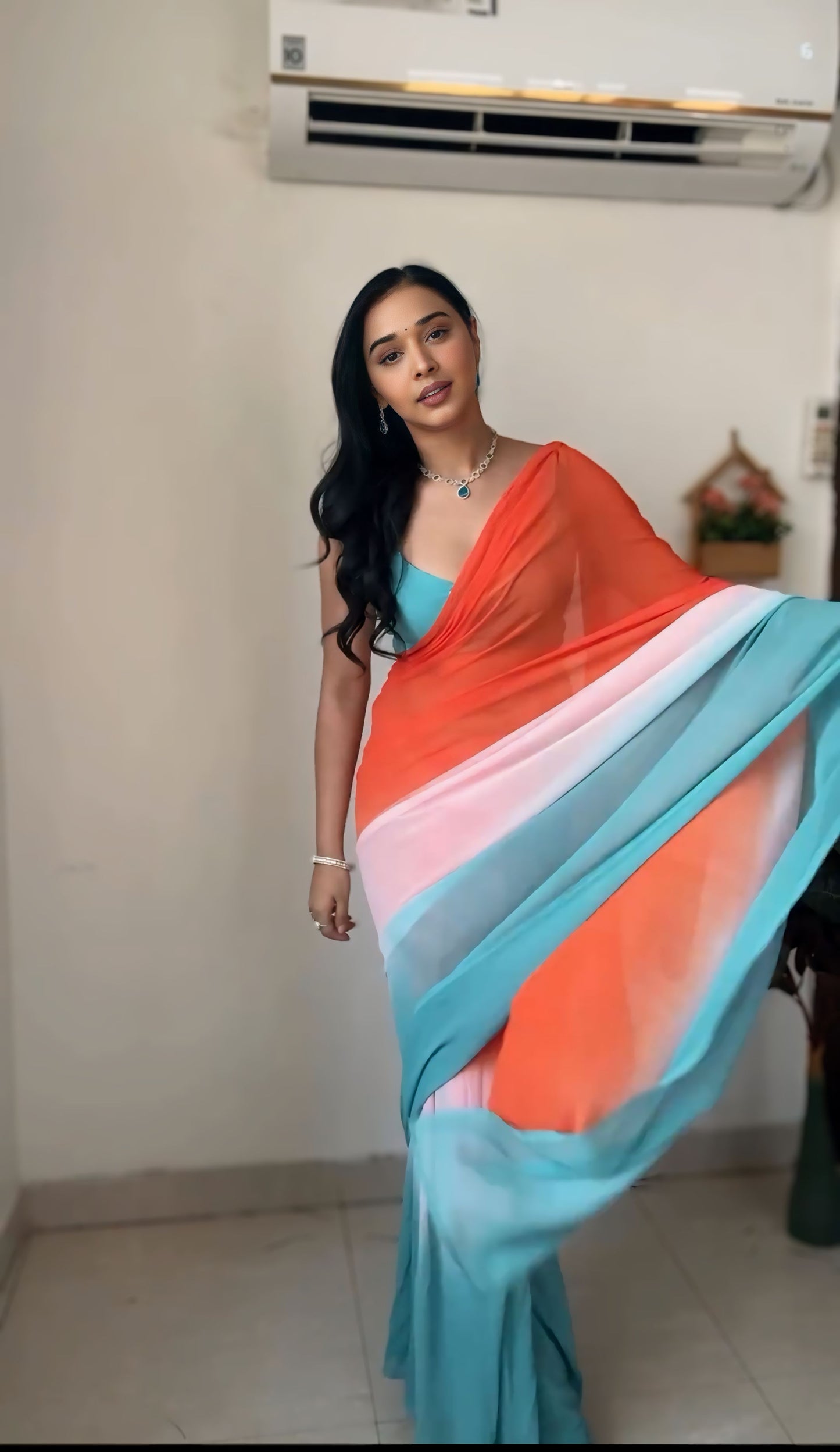 Colorful and Convenient: Multi-Shade Georgette Saree for Women Who Value Time