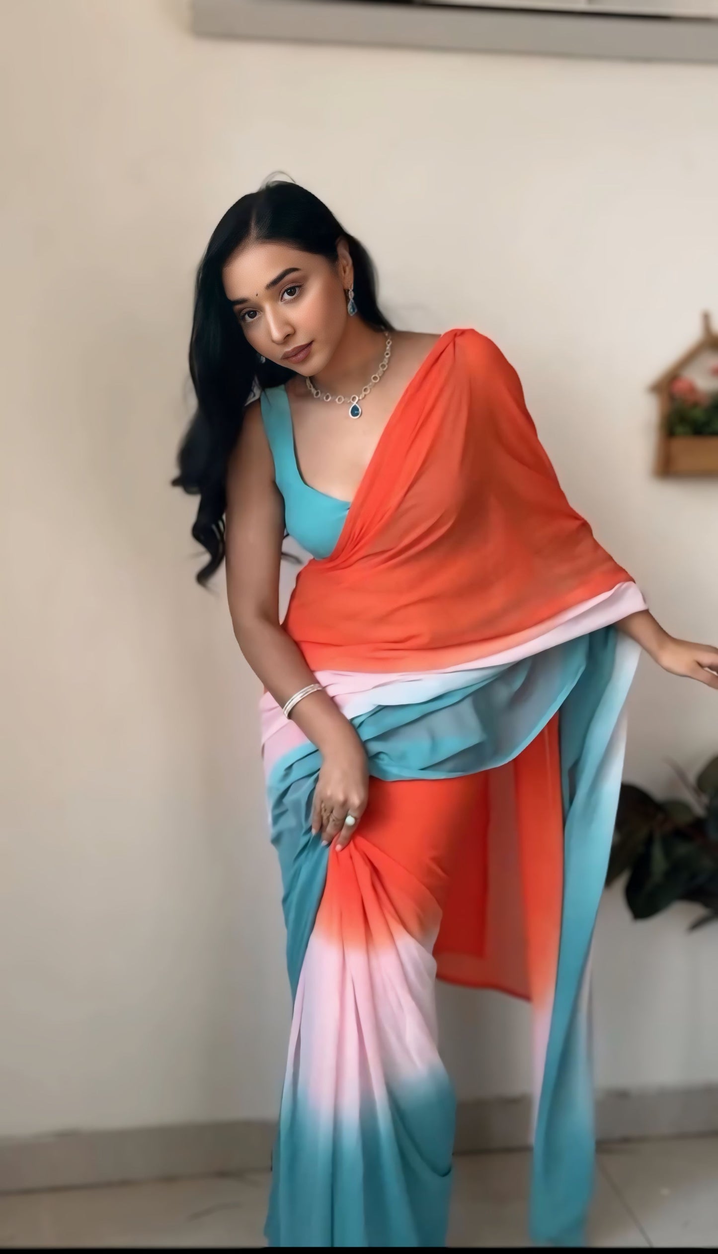 Colorful and Convenient: Multi-Shade Georgette Saree for Women Who Value Time