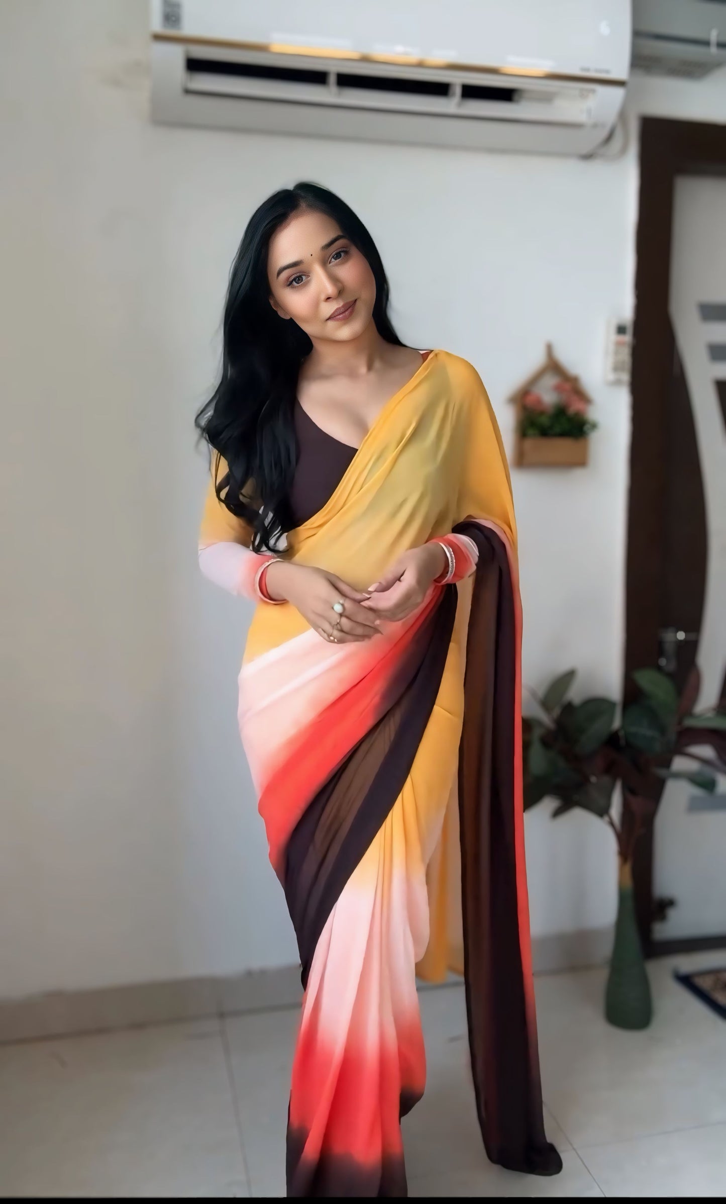 Quick Style Fix: Multi-Color One-Minute Georgette Saree for Every Occasion