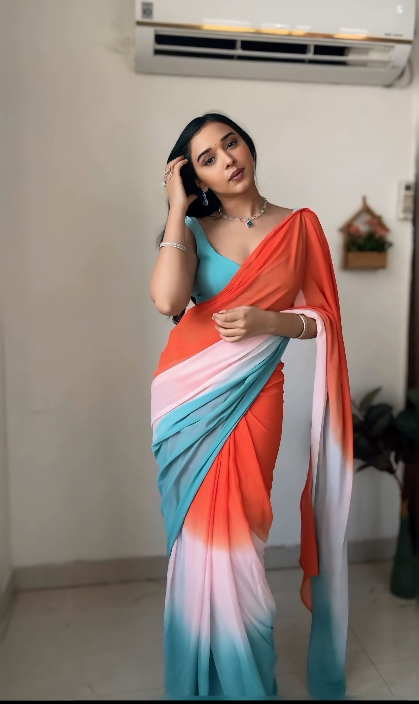 Colorful and Convenient: Multi-Shade Georgette Saree for Women Who Value Time