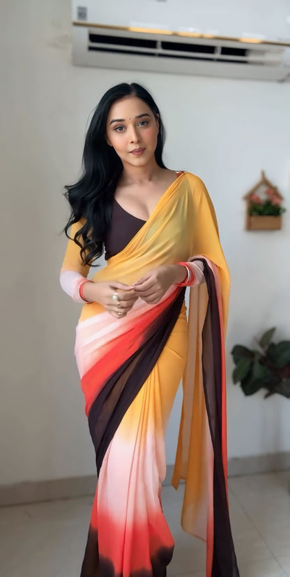 Quick Style Fix: Multi-Color One-Minute Georgette Saree for Every Occasion