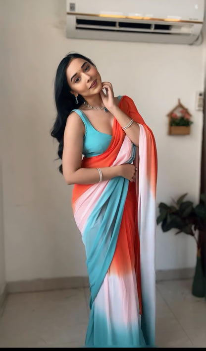 Colorful and Convenient: Multi-Shade Georgette Saree for Women Who Value Time