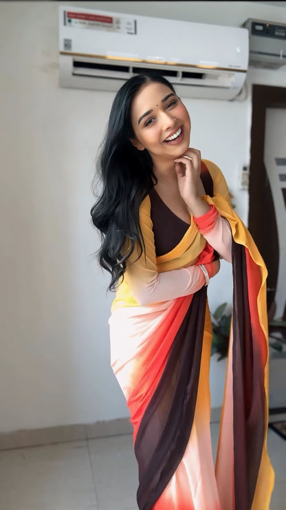 Quick Style Fix: Multi-Color One-Minute Georgette Saree for Every Occasion