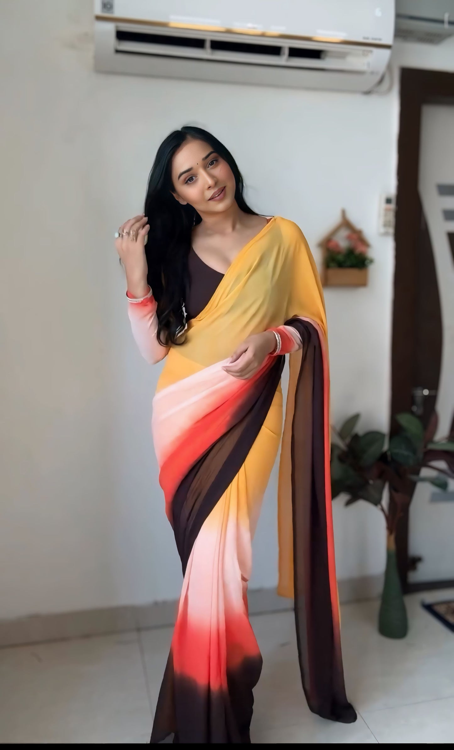 Quick Style Fix: Multi-Color One-Minute Georgette Saree for Every Occasion