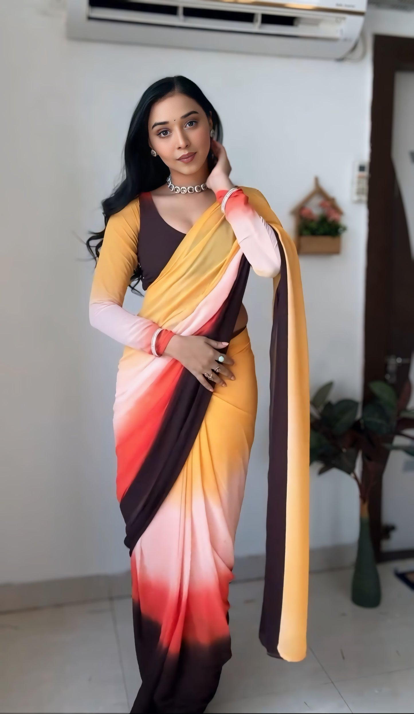 Quick Style Fix: Multi-Color One-Minute Georgette Saree for Every Occasion