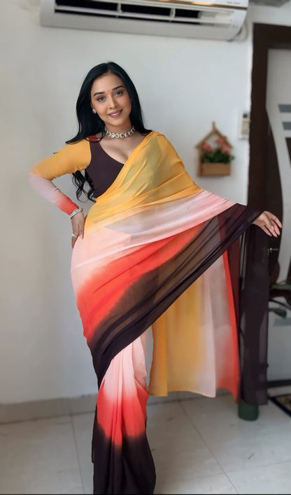 Quick Style Fix: Multi-Color One-Minute Georgette Saree for Every Occasion