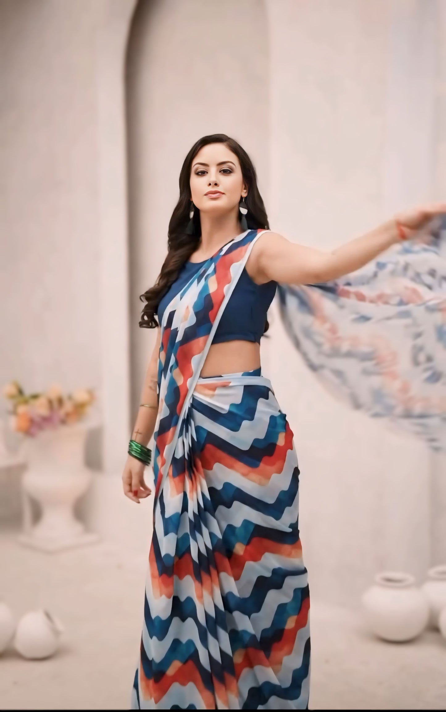 Fashion-Forward Multi-Color Georgette Saree: Quick Draping, Stunning Look in One Minute