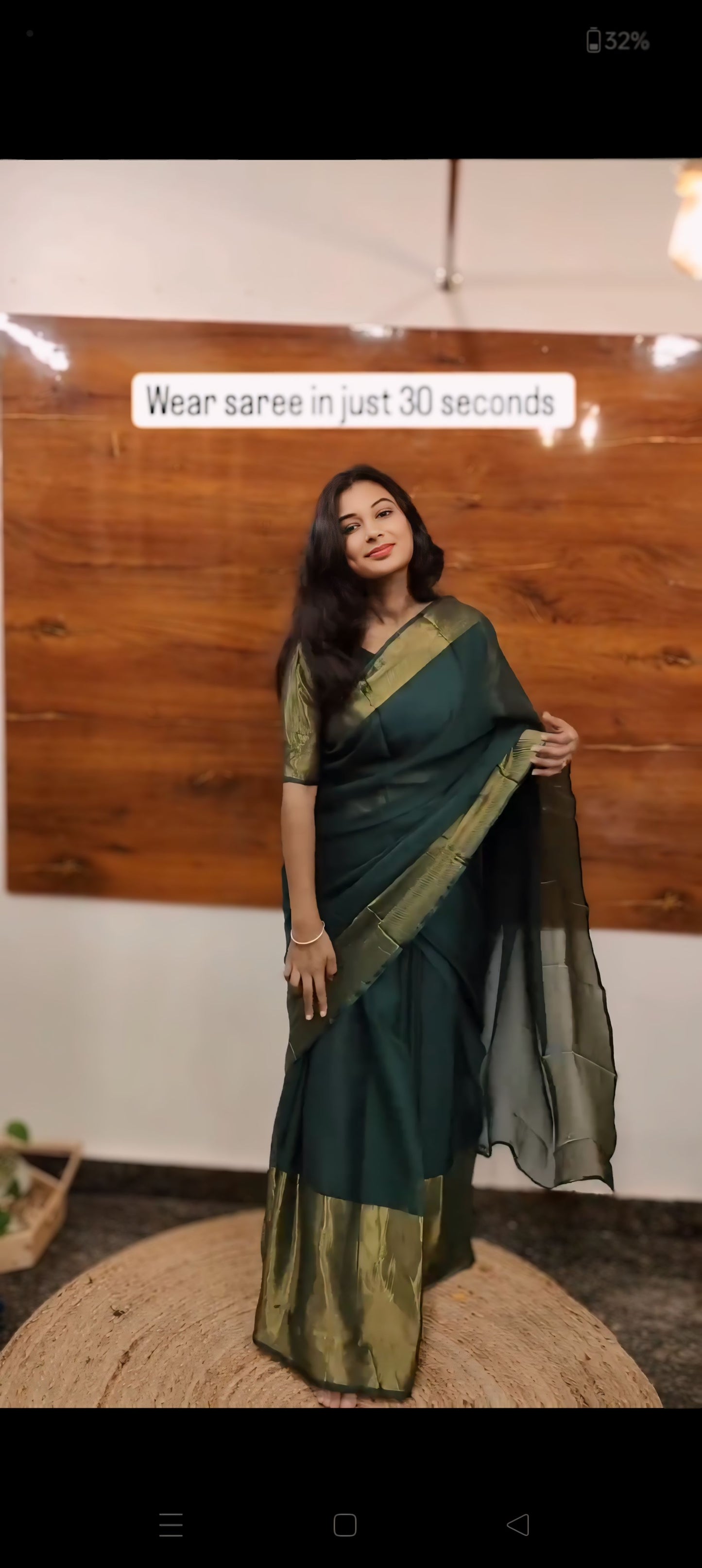 Green Color Chiffon Saree: Trendy One-Minute Draping for Modern Elegance