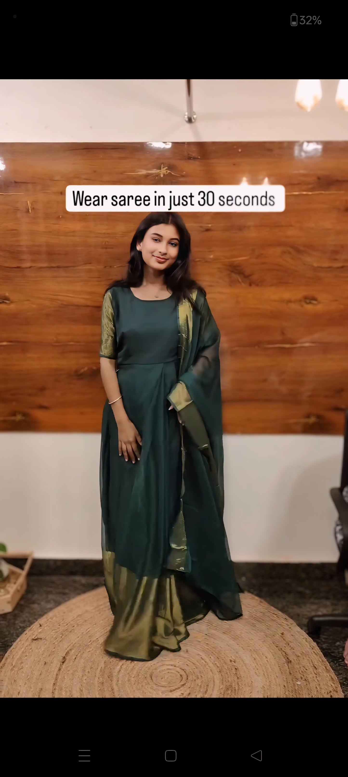 Green Color Chiffon Saree: Trendy One-Minute Draping for Modern Elegance