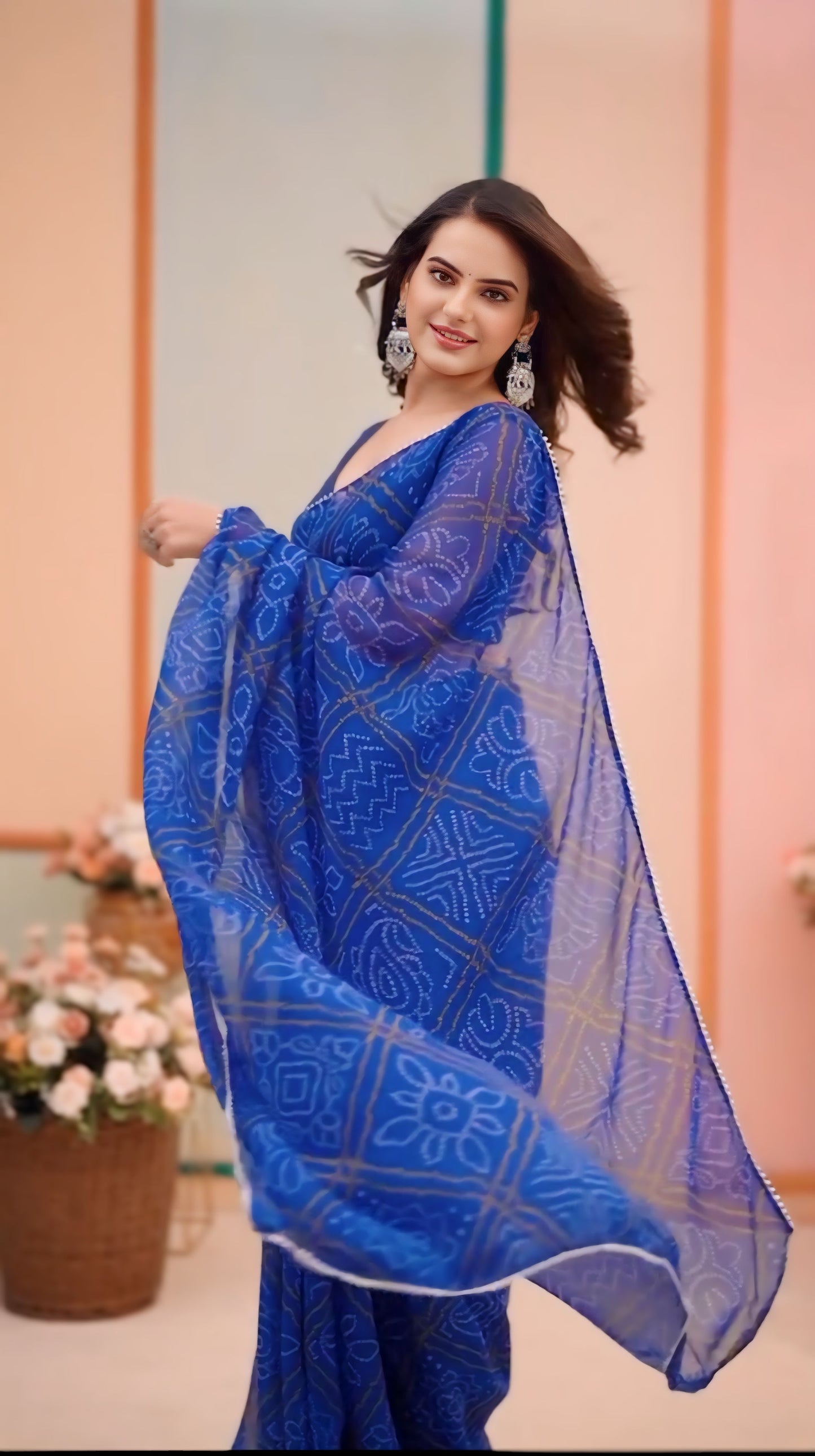 Effortless Style with Blue-Color One-Minute Georgette Saree: Perfect for Any Celebration