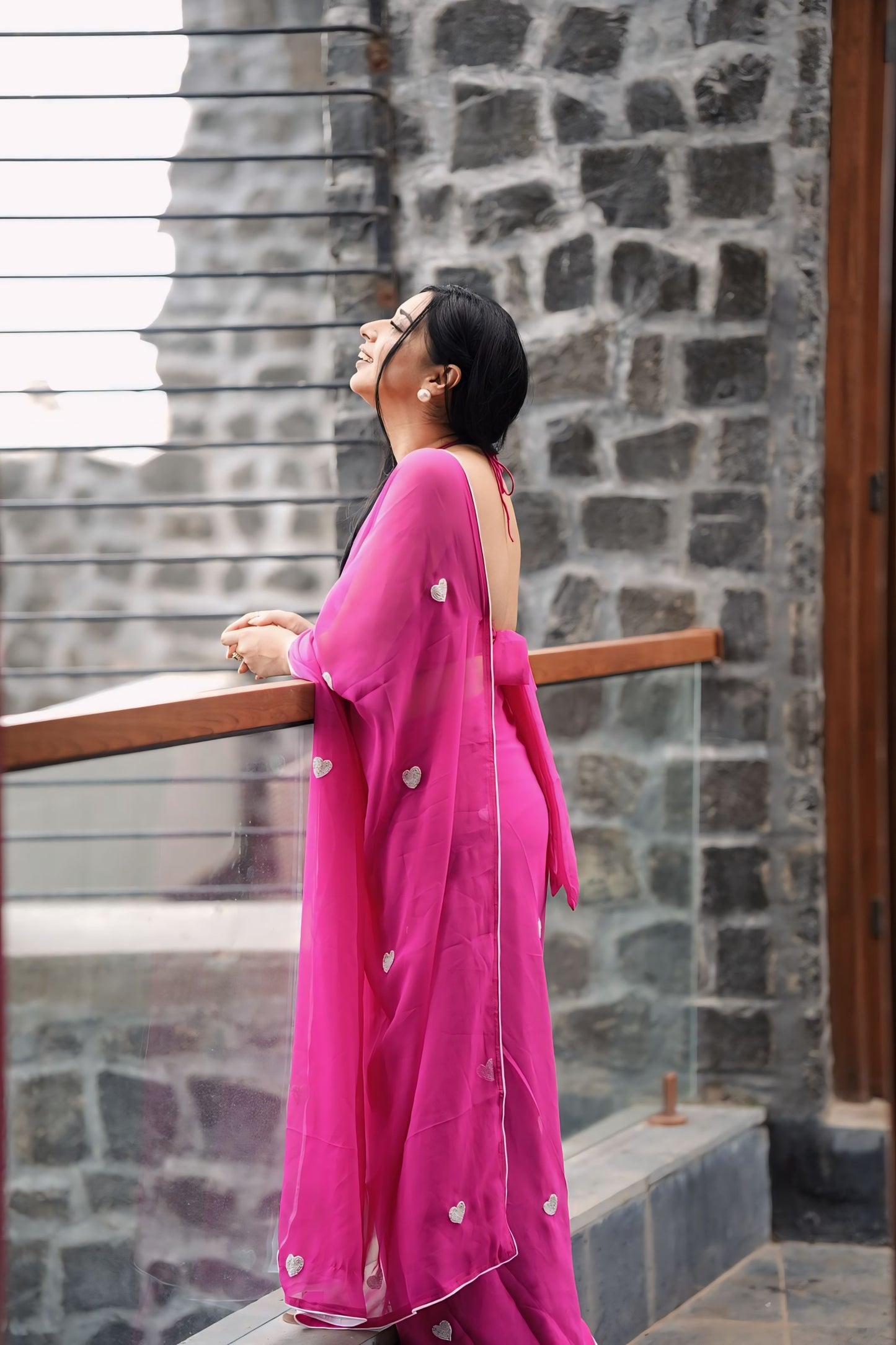 Effortless Elegance: One-Minute Wear Pink Georgette Saree for Modern Women