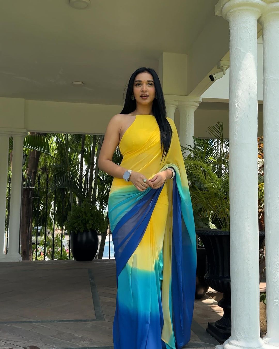 Quick-Drape Multi Color Georgette Saree: Style and Simplicity in One Minute