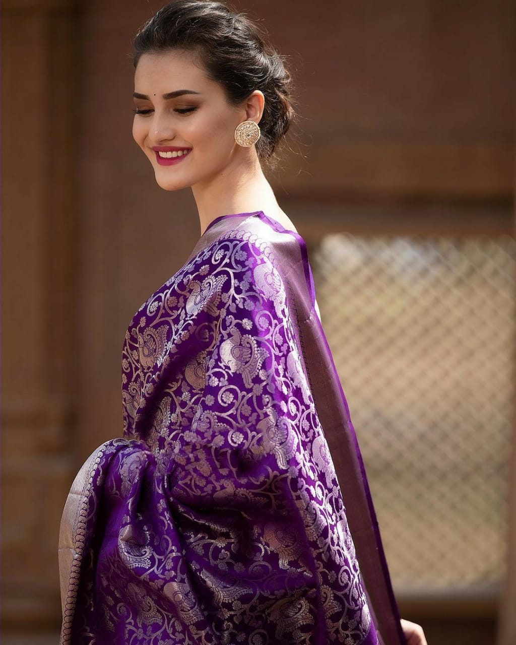 Premium Purple Kanjivaram Saree with Matching Border – Perfect for Festivities