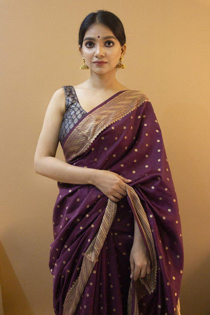 Traditional Wine Color Soft Silk Kanjivaram Saree with Elegant Matching Border