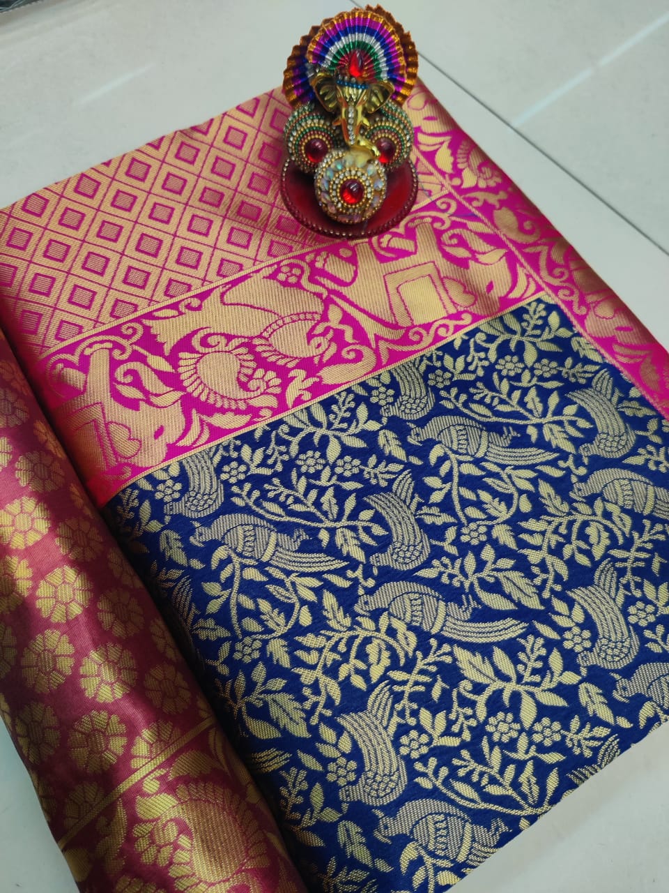 Radiant Blue Soft Silk Kanjivaram Saree with Beautiful Matching Border Design