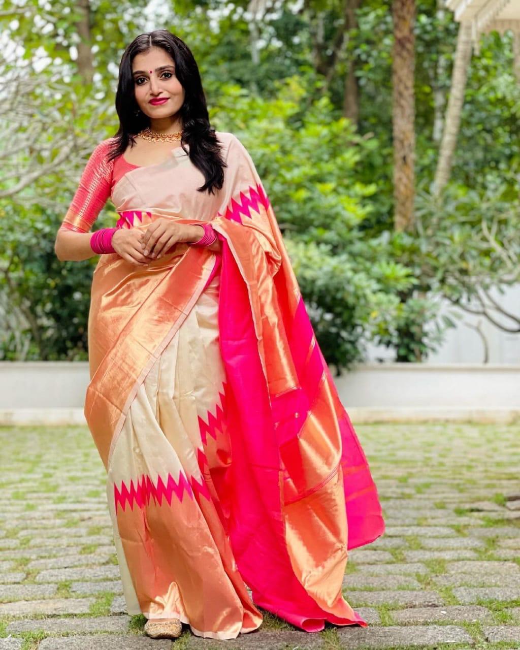 Charming Pink Kanjivaram Silk Saree – Tradition Meets Sophistication