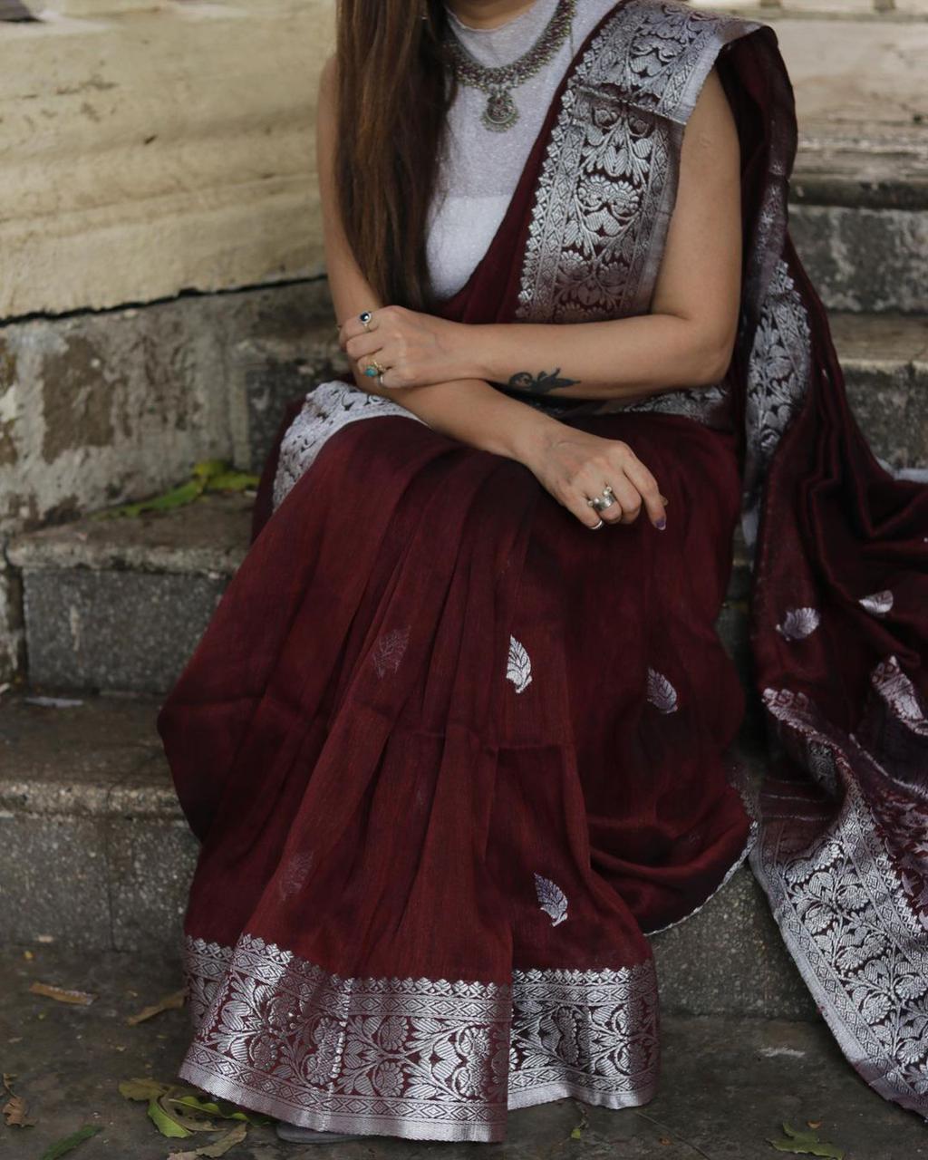 Stunning Maroon Color Kanjivaram Saree with Soft Silk Finish and Elegant Border