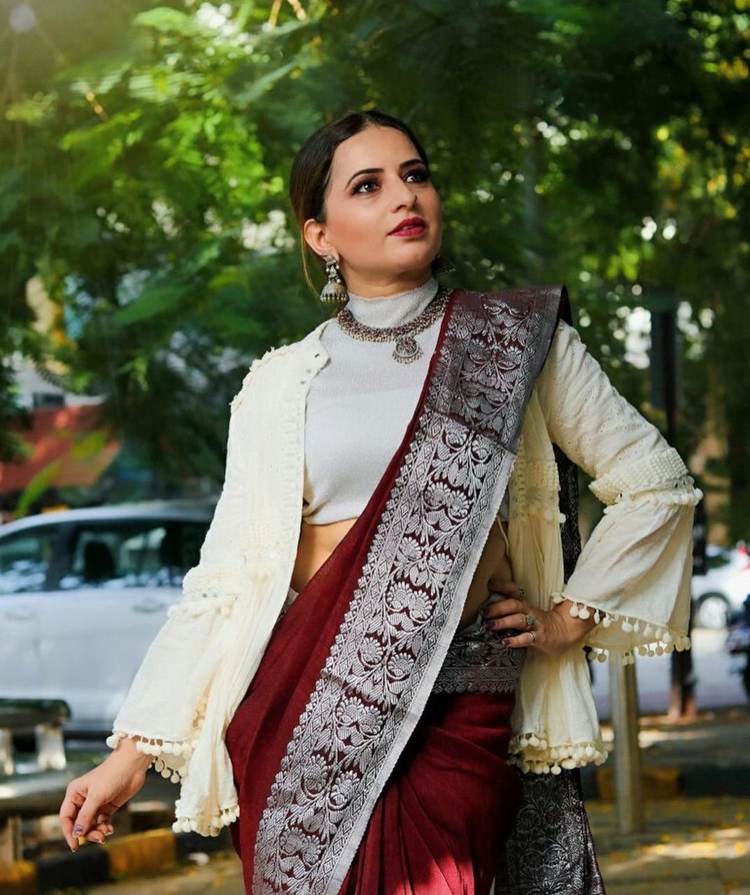 Stunning Maroon Color Kanjivaram Saree with Soft Silk Finish and Elegant Border