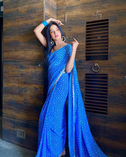 Seamless Elegance with Vibrant Multi-Color One-Minute Georgette Saree