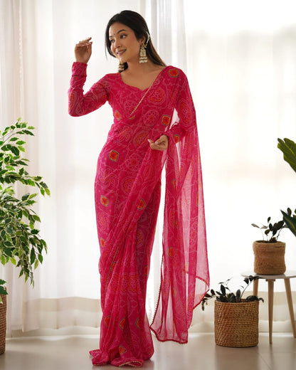 Trendy Pink Georgette Saree: Instant Draping for a Stunning Look