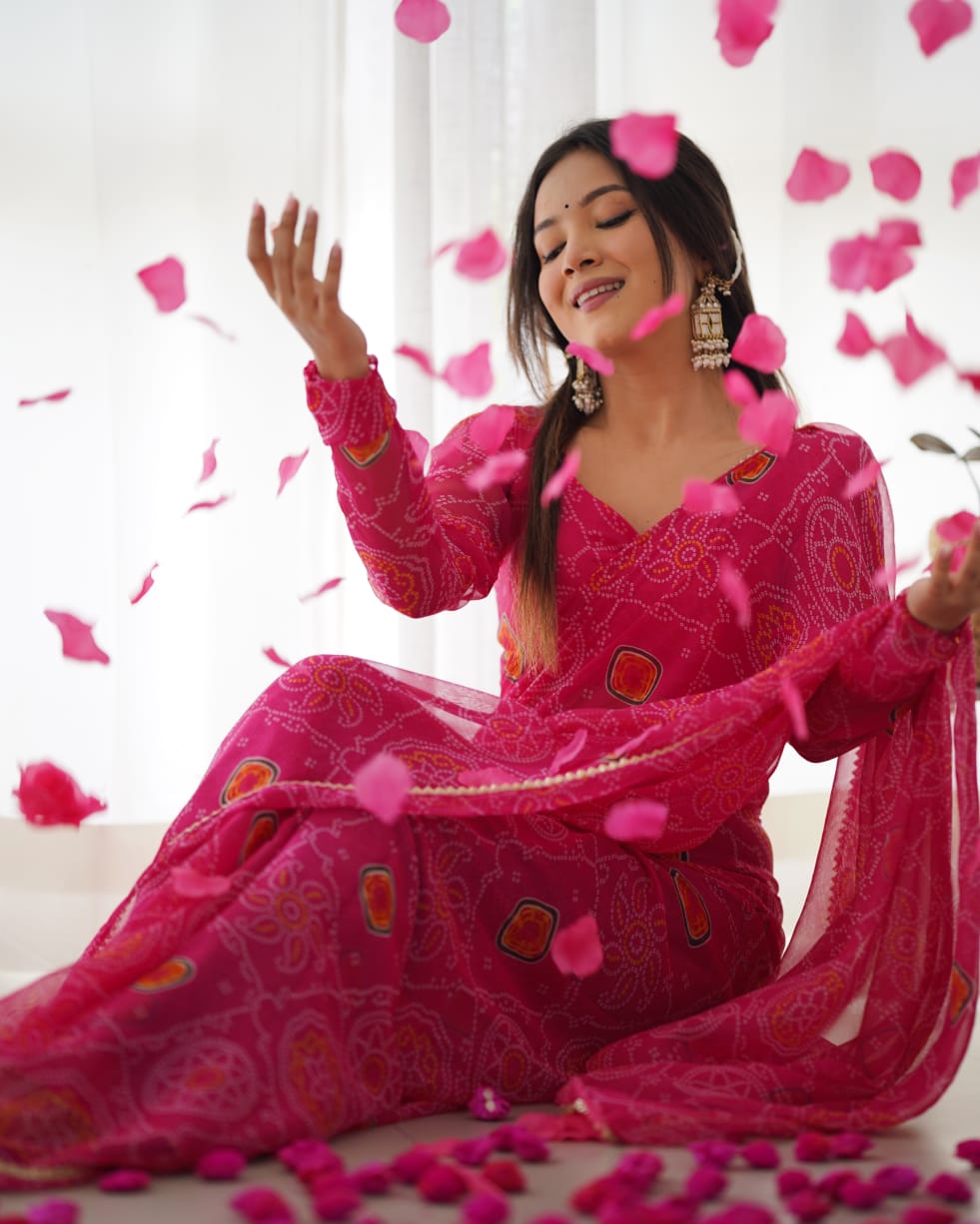 Trendy Pink Georgette Saree: Instant Draping for a Stunning Look