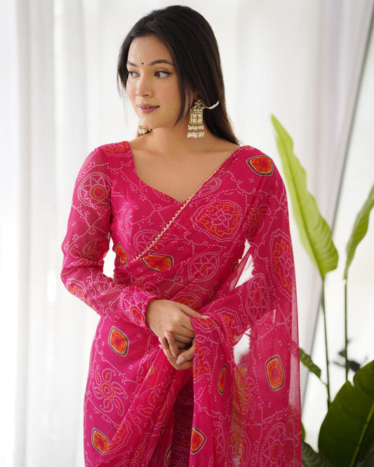 Trendy Pink Georgette Saree: Instant Draping for a Stunning Look