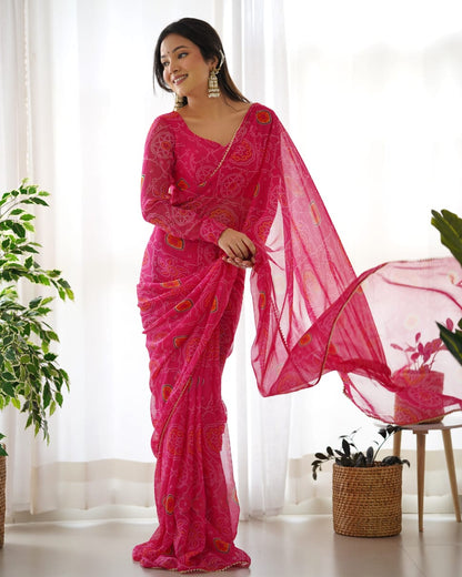 Trendy Pink Georgette Saree: Instant Draping for a Stunning Look