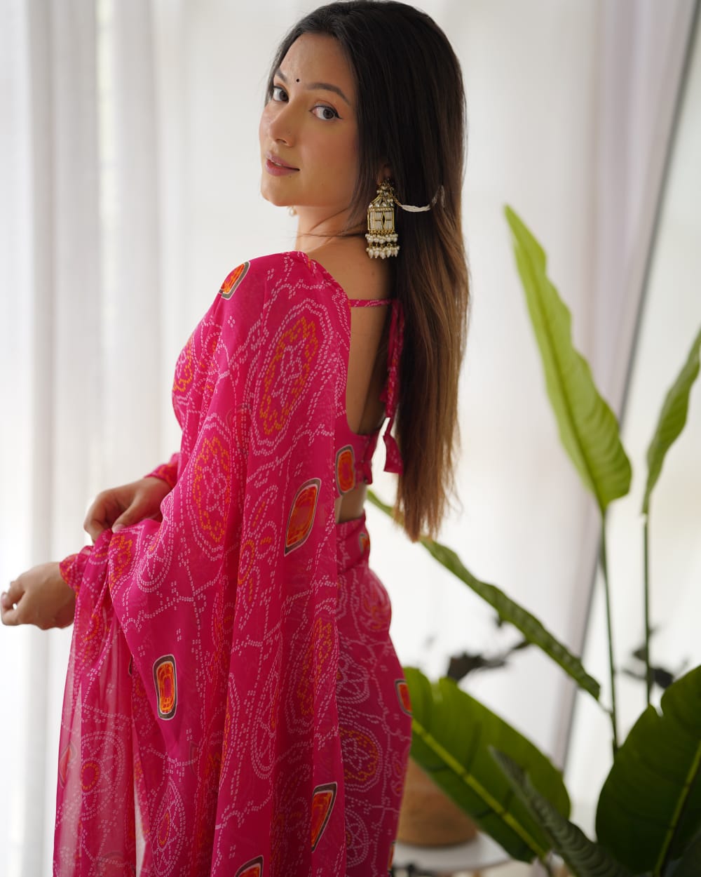 Trendy Pink Georgette Saree: Instant Draping for a Stunning Look