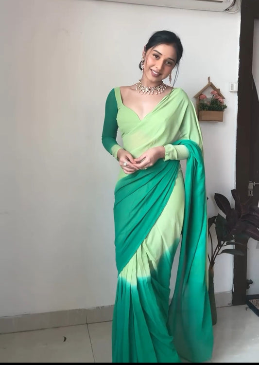 Trendy Multi-Color One-Minute Wear Georgette Saree for Quick Fashion Fix