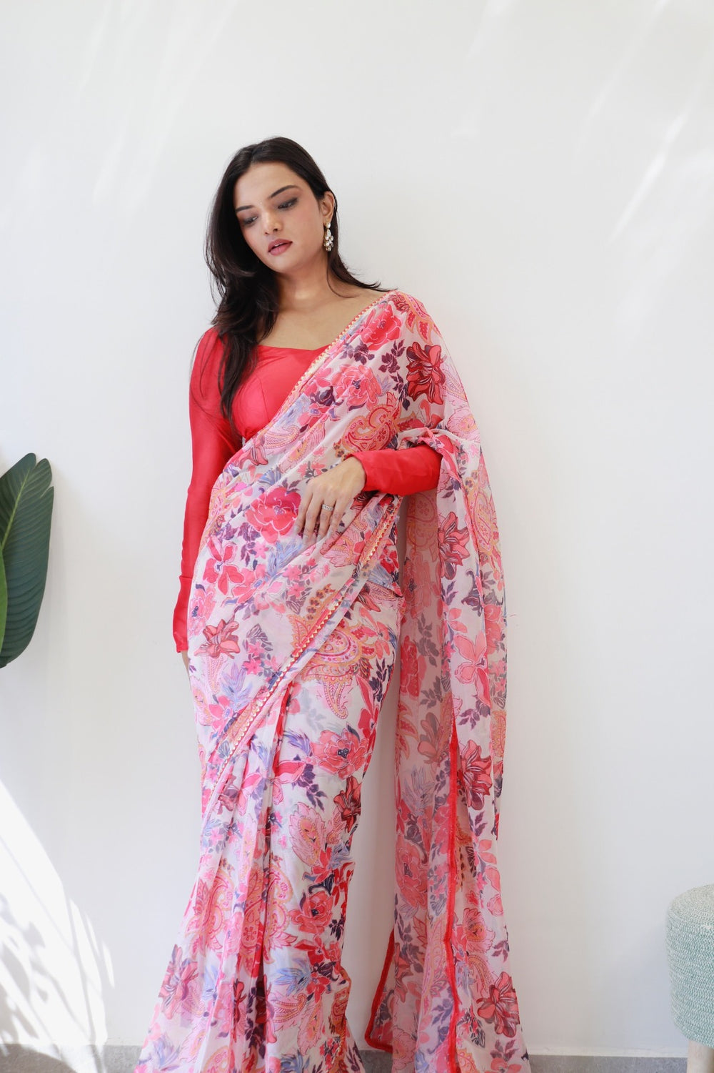 Stylish Pink Georgette Saree – Hassle-Free Draping in Just One Minute.