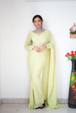 Lightweight Ready-to-Wear Plain Lemon Color Georgette Saree