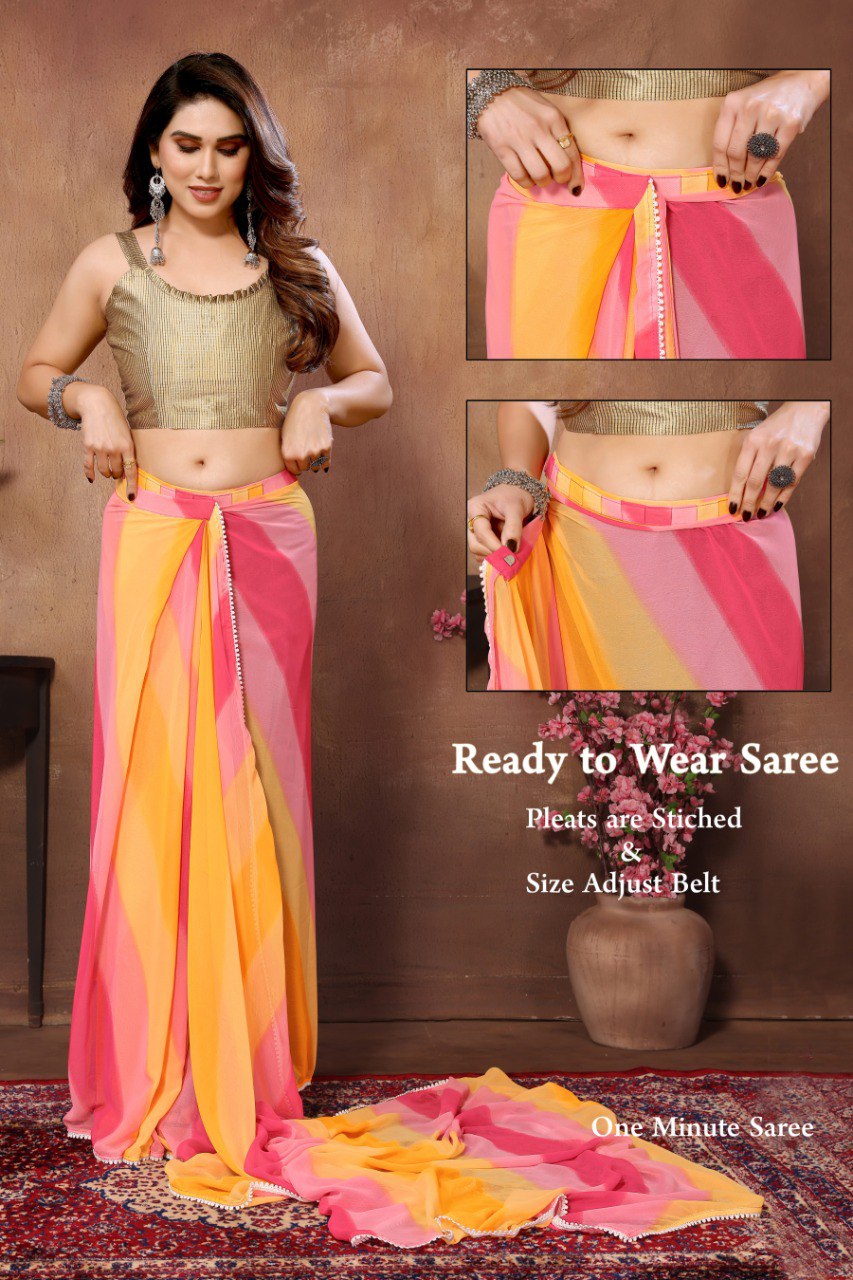 Effortless Multi-Color Georgette Saree: Perfect for Quick and Stylish Dressing