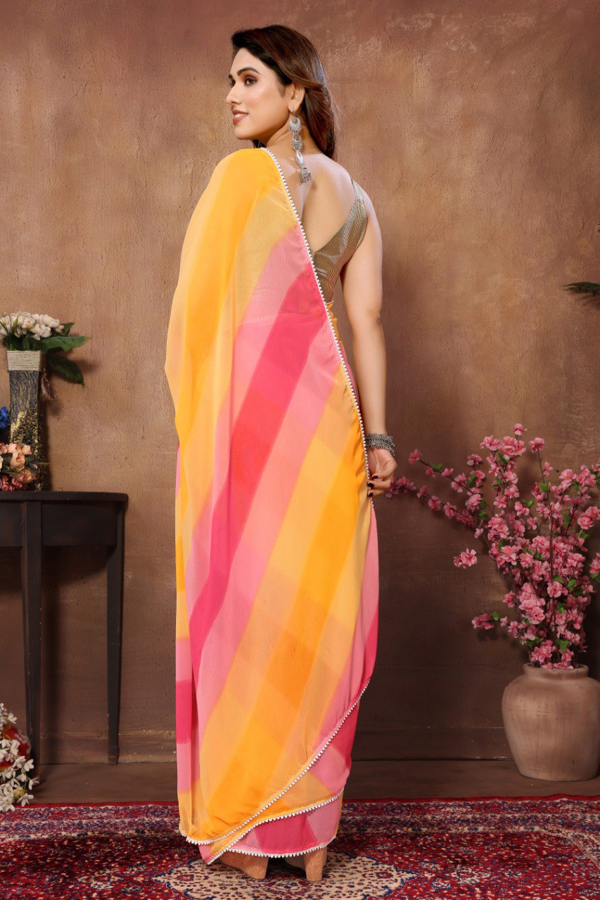 Effortless Multi-Color Georgette Saree: Perfect for Quick and Stylish Dressing