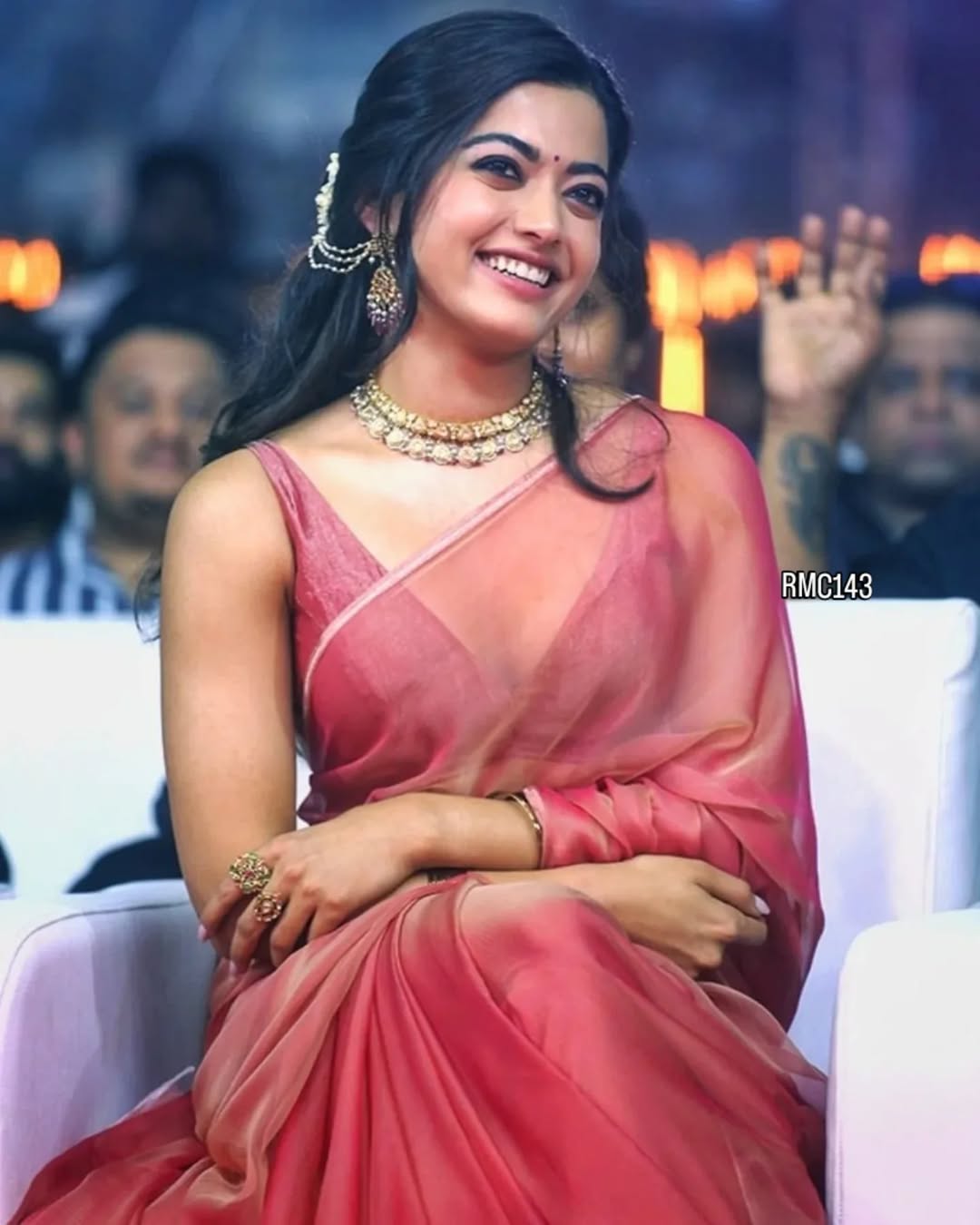 Absolute Beauty Peach Silk Saree | Inspired by Pushpa 2 Rashmika Mandanna Style