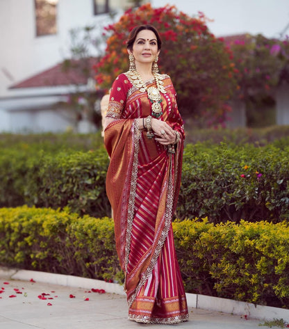 Charming Red Kanjivaram Silk Saree with Bold Matching Border - Perfect Festivity