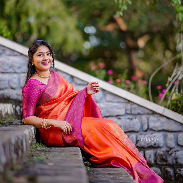 Elegant Red Kanjivaram Soft Silk Saree with Gorgeous Matching Border