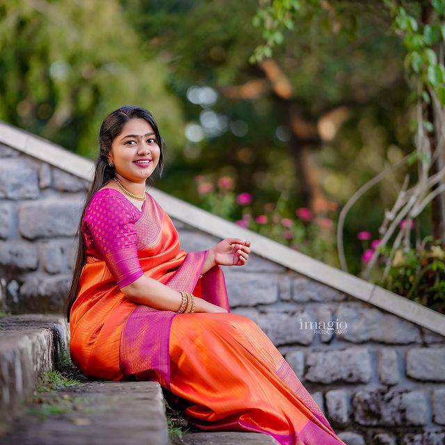 Elegant Red Kanjivaram Soft Silk Saree with Gorgeous Matching Border